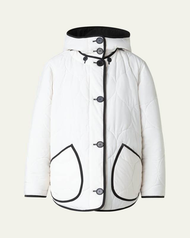 Reversible Techno Dot Quilted Jacket With Hood